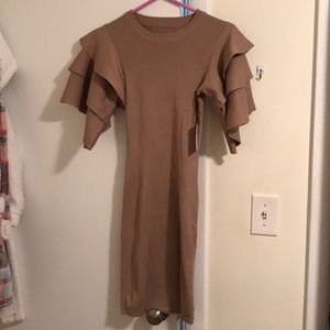 Mini bodycon flounce sleeve dress